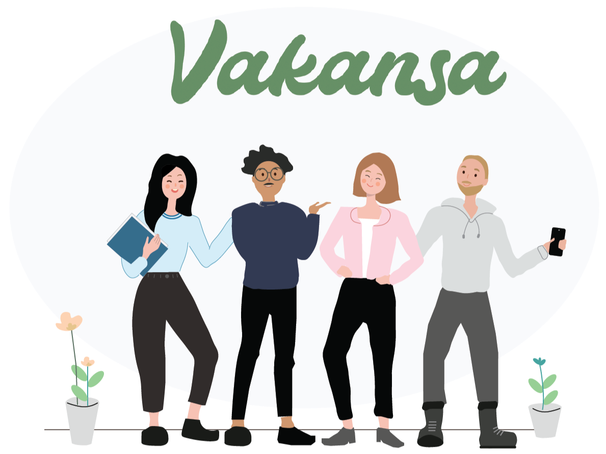 Företagets logotyp med illustrerade människor som står tillsammans